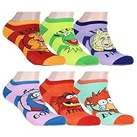 Disney The Muppets Socks Adult Kermit Animal Miss Piggy Beaker Fozzie Gonzo 6 Pack No Show Ankle Socks