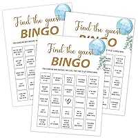 Blue Balloon Find The Guest Bingo Game, Pack of 30 Game Cards, Baby Shower Game, Gender Neutral Boy or Girl, Fun Baby Game and Activity - GN39