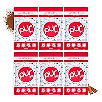 PUR Gum | Aspartame Free Chewing Gum | 100% Xylitol | Natural Cinnamon Flavored Gum, 55 Pieces (Pack of 6)