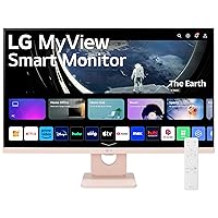 LG 27SR50F-P MyView Smart Monitor 27-Inch FHD (1920x1080) IPS Display, webOS Smart Monitor, ThinQ Home Dashboard, ThinQ App, Remote Control, 5Wx2 Speakers, AirPlay 2 Screen Share Bluetooth, Pink