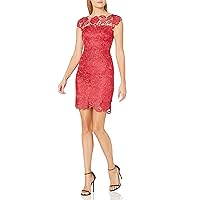 Women's Cap Sleeve Lace Dress with Illusion Neckline