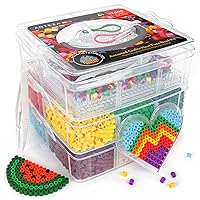 Kids Heat Fuse Beads, 12,000 Iron Beads, 12 Colors, 35 Assorted Designs, 5 Templates, 10 Key Rings, Kids Activities and Craft Supplies for Indoor Play and After-School Activities