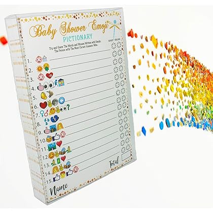 LOTUS-A Baby Shower Games - Emoji Pictionary, Fun Guessing Game Girls Boys Babies Gender Neutral Ideas Shower Party, Prizes for Game Winners, Favorite Adults Games for Baby Shower Favors Activities