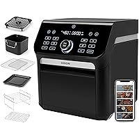14-in-1 Smart Large Air Fryer Oven XL 7QT with 6 Accessories, Wi-Fi App & Alexa Control/Google home, 12 Presets & Shake Reminder, Keep Warm Preheat, Memory function, 1800W, Black