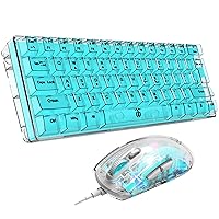 Snpurdiri 60% Gaming Keyboard and Mouse Combo, Transparent Small Keyboard and Mouse Set, Real RGB Backlight, for Computer, PC Gamers (White Transparent Combination)