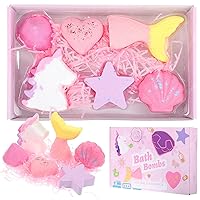 Unicorn Bath Bomb 6 Piece Bath Bomb Set for Kids Christmas Gift Girls Women Shower Fizzy Spa Set Essential Oil Moisturize and Relax Handmade Birthday Valentines