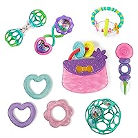 Bright Starts Everything Nice 9pc Gift Set - BPA-Free Rattles and Teethers, Purple and Pink Baby Toys, 3 Months+