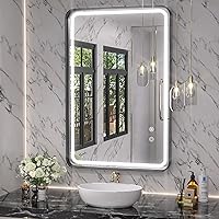 Hasipu 24×36 LED Bathroom Mirror with Light, Black Metal Frame Bathroom Mirrors for Vanity Anti-Fog, Dimmable, 3 Colors (Horizontal/Vertical)
