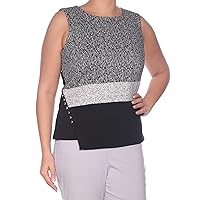 Calvin Klein Women's Sleeveless Black and White Top, Large