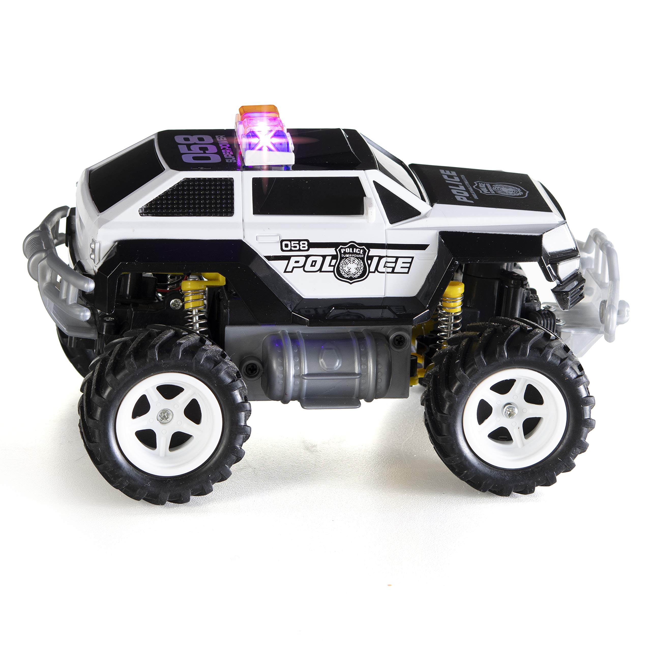 PREXTEX Remote Control Monster Police Truck Radio Control Police Car Toys for Boys Rc Car with Lights for 3+ Year Old Boys