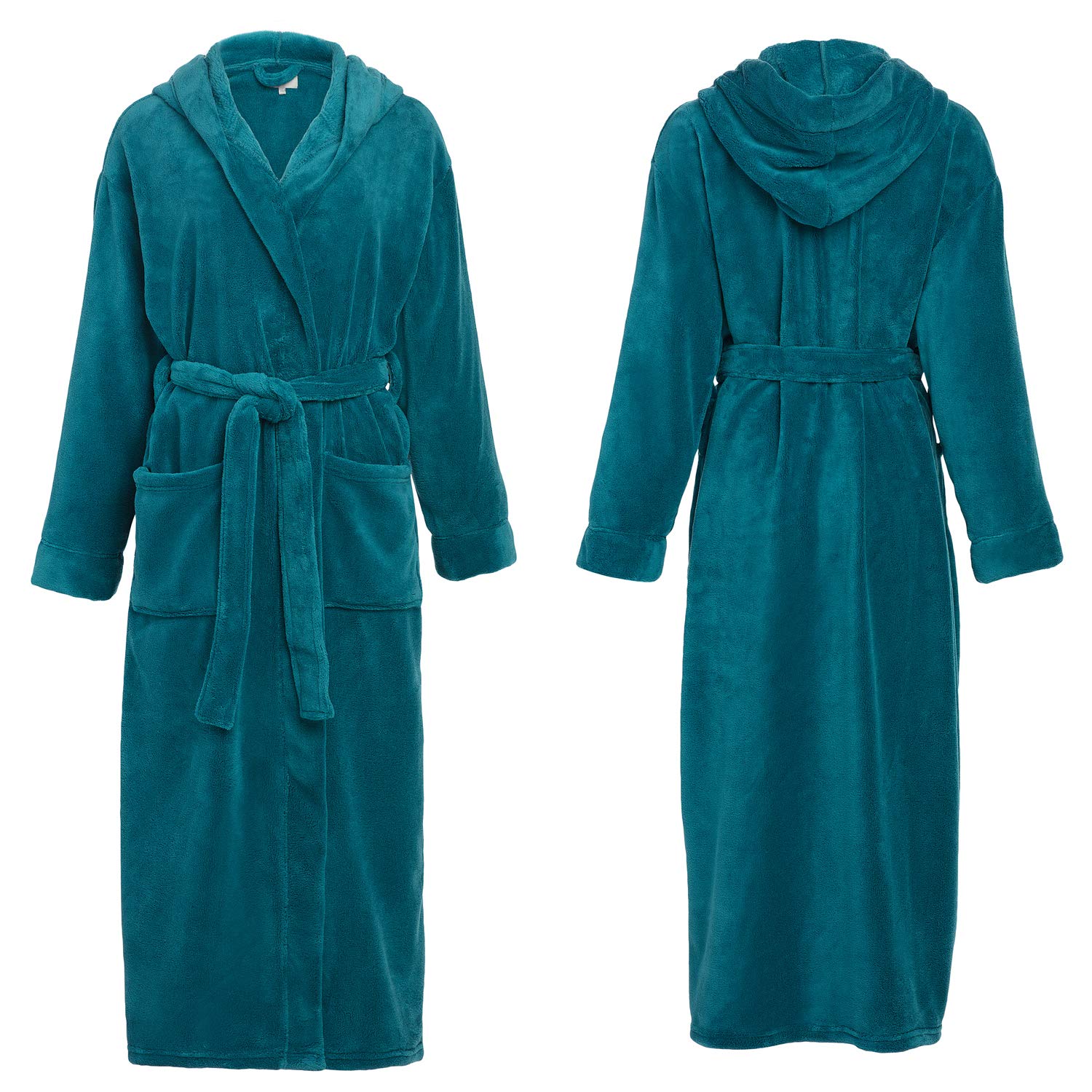 Alexander Del Rossa Bath Robes for Women, Long Hooded Plush Female Bathrobe, Regular and Plus Size, Christmas Gifts for Women