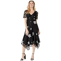 Women's Short Sleeve Embroidered Lace Dress