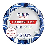 Dixie Ultra, Large Paper Plates, 11 Inch, 25 Count, 3X Stronger*, Heavy Duty, Microwave-Safe, Soak-Proof, Cut Resistant, Great for Heavy, Messy Meals