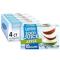 Capri Sun 100% Apple Juice for Kids Lunch (40 ct Pack, 4 Boxes of 10 Pouches)