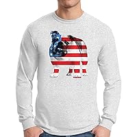 Awkward Styles Men's USA Flag Bulldog American Patriotic Long Sleeve T Shirt Tops 4th of July Gifts