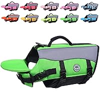 VIVAGLORY Dog Life Jacket with Removable Front Float, Life Vest for Dogs with Reflective Trims & Extra Padding for Swimming & Boating, Bright Green, M