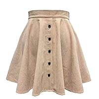 Womens Button Down Corduroy Skirt A-Line High Waisted Mini Short Skirt Bodycon Wrap Skirts Flowy Flared Summer Skirt