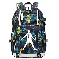 Sturdy Cristiano Ronaldo Backpack with USB Charging Port-Classic Al Nassr FC Graphic Rucksack for Football Fans
