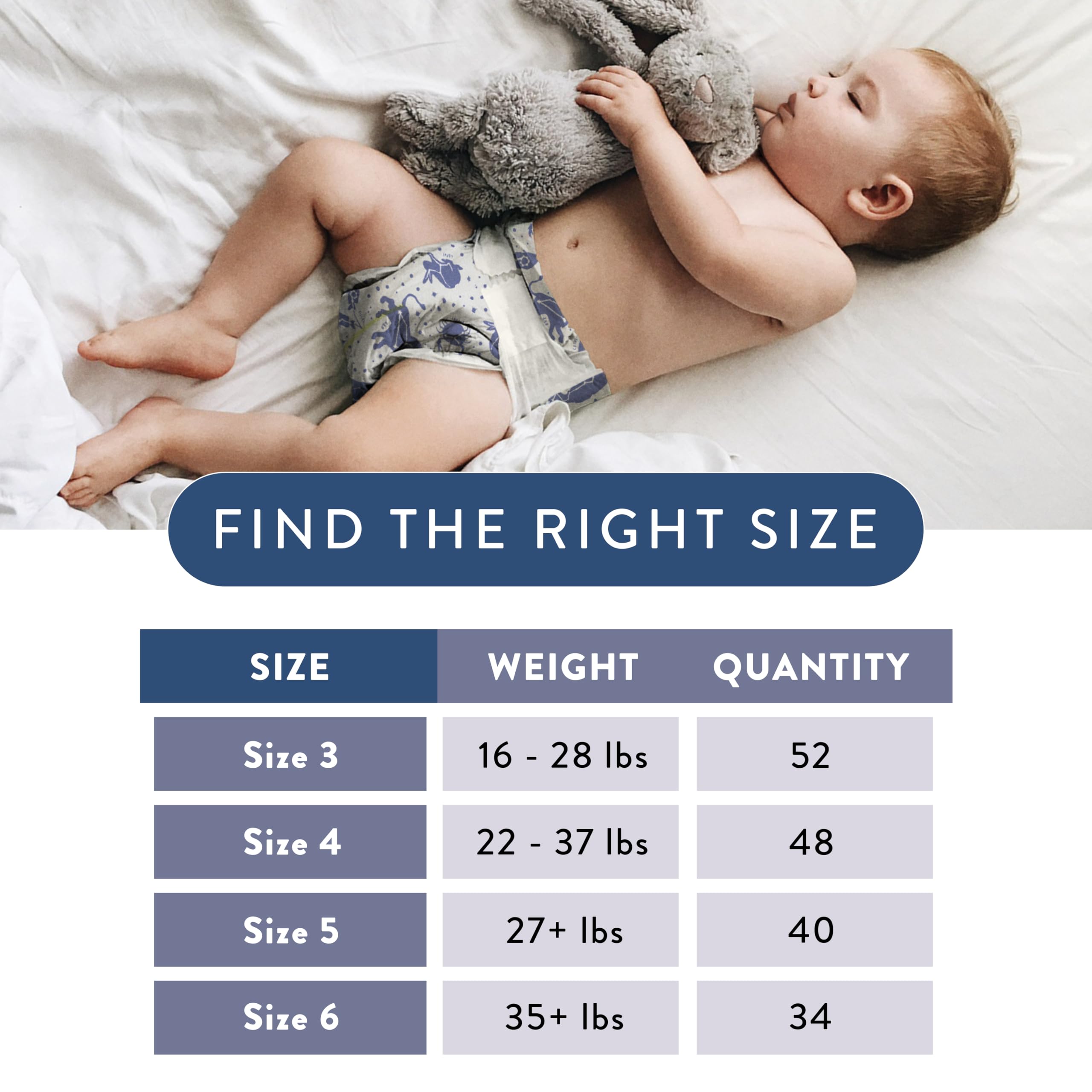 The Honest Company Clean Conscious Overnight Diapers | Plant-Based, Sustainable | Cozy Cloud + Star Signs | Club Box, Size 3 (16-28 lbs), 52 Count