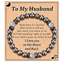 Tarsus Fathers' Day Gifts for Men Dad Husband Boyfriend Grandpa Brother, Natural Stone Moonstone Beads Handmade Bracelet Christmas Anniversary Birthday Gifts