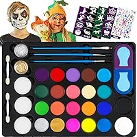 Face Paint Kit for Kids, Professional Quality Face & Body Paint,  Hypoallergenic Safe & Non-Toxic, Easy to Painting and Washing, Ideal for  Halloween Party Face Painting, 15 Colors with Two Brush 