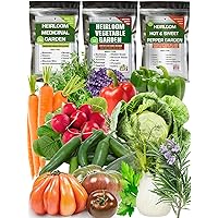 Most Popular Vegetable, Medicinal Herb, Sweet and Hot Pepper Seeds for Gardening Outdoor, Indoor and Hydroponics - Total 30 Individual Bags with Heirloom, Non GMO and USA Grown Seeds