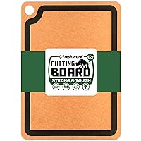 Cutting Board for Kitchen Dishwasher Safe, Wood Cutting Board, Premium Wood Fiber, Juice Grooves, Non-Porous, Reversible, Extra Large, 17.3 x 12.8-inch, Natural Slate