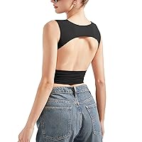 SUUKSESS Women Sexy Backless Tank Top Going Out Double Lined Y2k Basic Crop Tops