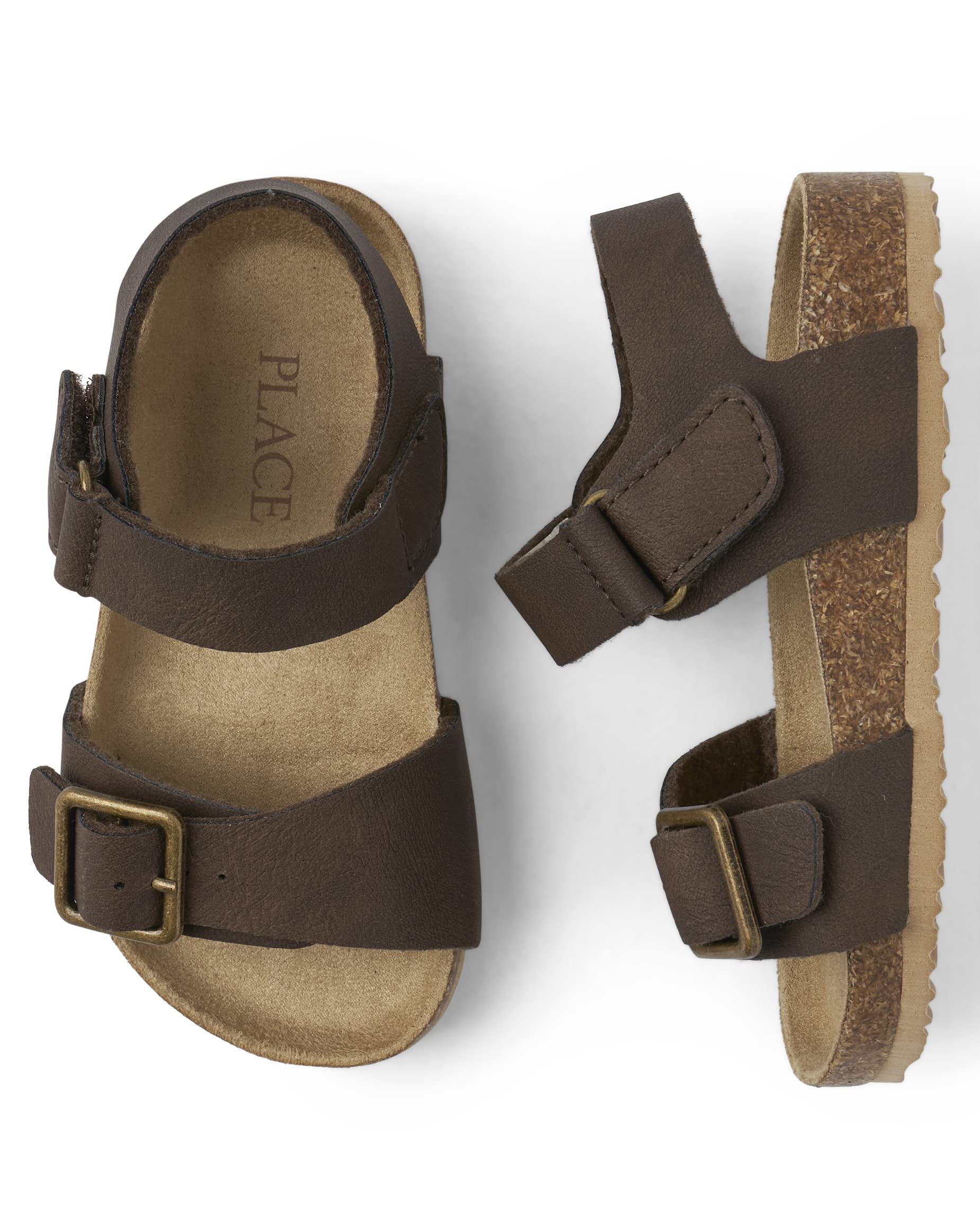 The Children's Place Toddler Boys Buckle Sandals Slide, Browns, 10
