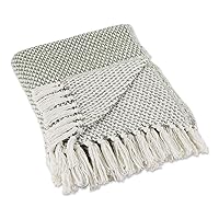 DII Woven Throw Collection 100% Cotton, Basketweave, 50x60, Artichoke Green