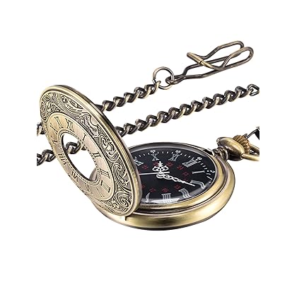 Hicarer Vintage Pocket Watch Steel Men Watch with Chain