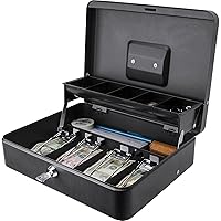 Barska Metal Cash Lock Box for Security Money Bill Storage Organizer - 12