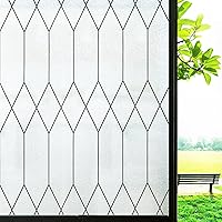 Window Privacy Film Frosted Glass Window Film: Bathroom Opaque Frosting Film Decorative Static Cling UV Sun Blocking Winter Window Sticker Moroccan Line Non-Adhesive Door Coverings,17.8 x 78.7 inch