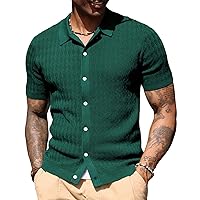 PJ PAUL JONES Mens Vintage Knit Polo Shirts Argyle Short Sleeve Button Down Golf Shirt