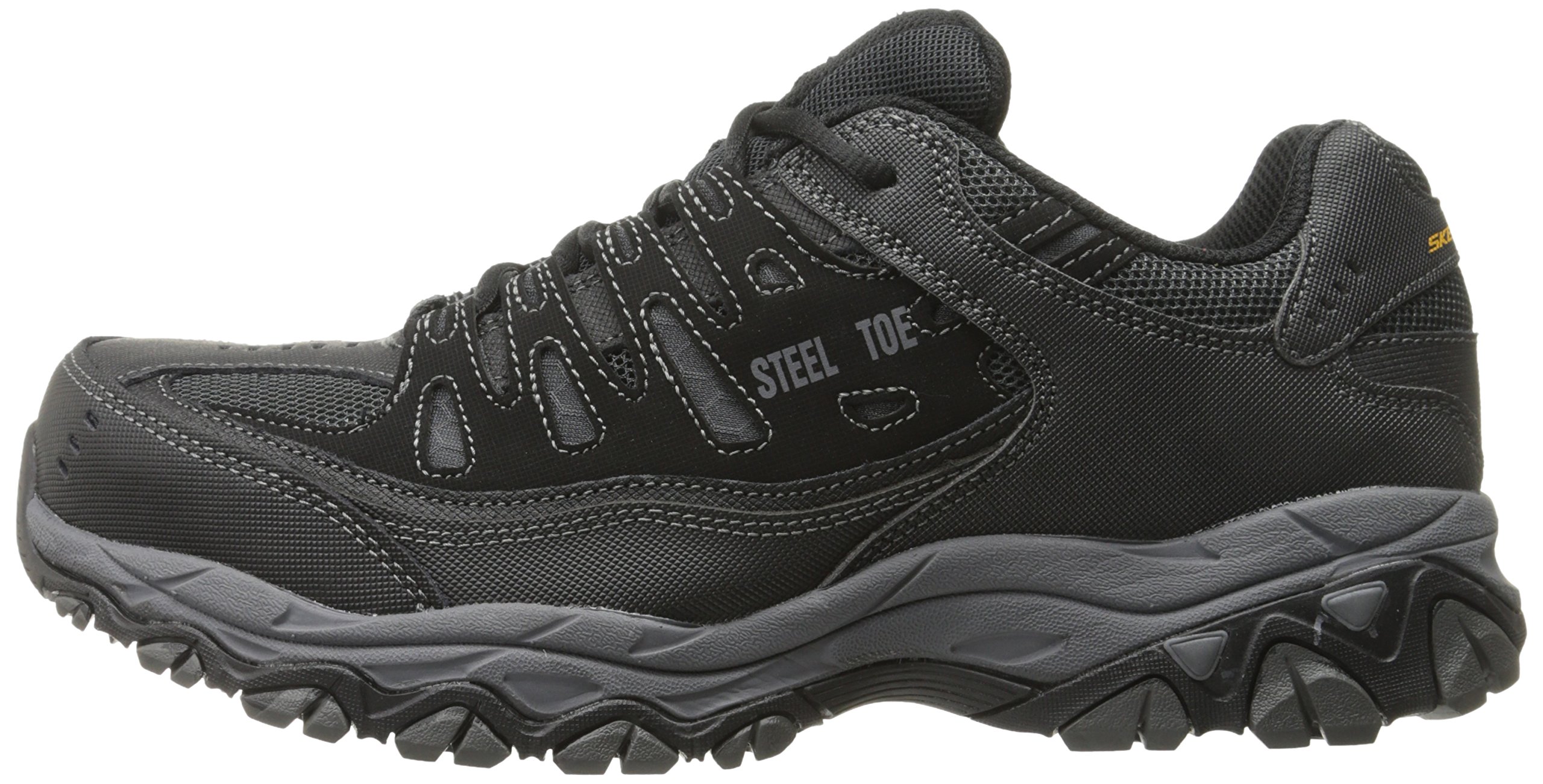 Skechers Men's Cankton Steel Toe Industrial Shoe, Black/Charcoal, 10.5 Wide