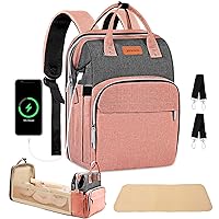 Yoofoss Baby Diaper Bag Backpack, Large Baby Bag Multifunction Diaper Backpack for Baby Girls Boys with USB Charging Port Stroller Straps, Baby Registry Search, Newborn Baby Essential Gifts, Pink