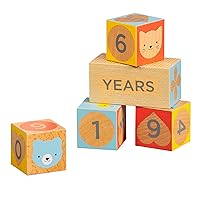 Petit Collage Baby Milestone Blocks Photo Props for Months, Weeks, Years – Numbered Wooden Blocks, Baby Props to Capture Baby’s Growth Over Time
