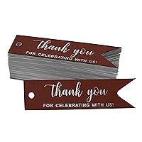 Pack of 50 Real Silver Foil Paper Tags Thank You for Celebrating with Us Bridal Shower Favor Hang Tags