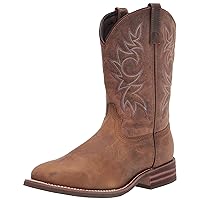 Ad Tec Men's 11in Cowboy Square Toe Western Boots Oil Tumbled Leather - Brown