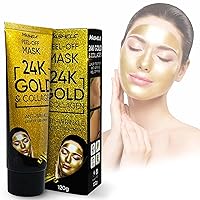 24K Gold Facial Mask Collagen Peel-off Anti-Wrinkle Lifting Firming Moisturizing Face Skin Care Masks 4.22 Fl.oz (Gold60)