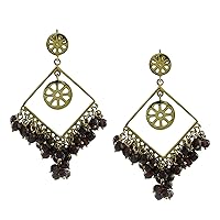Red Garnet Ball Shape Gemstone Jewelry 10K, 14K, 18K Yellow Gold Drop Dangle Earrings For Women/Girls