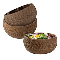 Restaurantware - Coco Casa 21.2 Ounce Coconut Bowls, 10 Reusable Handcrafted Bowls - Carved Feather Design, For Warm And Cold Foods, Coconut Smoothie Bowls, For Smoothies And Salads, Washable By Hand