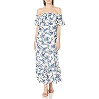 Lucca Couture Women's Floral Print Strapless Ruffle Maxi Dress