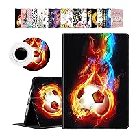 Case for iPad 10.2 8th Gen 2020 / 7th Gen 2019 / iPad Air 10.5 inch 2019 / iPad Pro 10.5, Durable Shockproof Protective Cover for iPad 8th / 7th with Coasters Set Flame Soccer