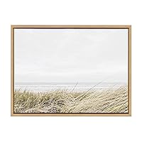 Kate and Laurel Sylvie East Beach Framed Canvas Wall Art by Amy Peterson Art Studio, 18x24 Natural, Chic Coastal Art for Wall