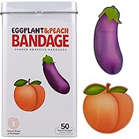 BioSwiss Bandages, Eggplant and Peach Shaped Adult Self Adhesive Bandage, Latex Free Sterile Wound Care, Funny First Aid Kit Supplies for Adults, 50 Count