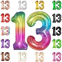 KatchOn, Giant Rainbow 13 Balloon Numbers - 40 Inch | 13 Birthday Balloons, 13th Birthday Decorations for Girls | Rainbow Birthday Decorations | Neon Number Balloons, Teenager Birthday Decorations