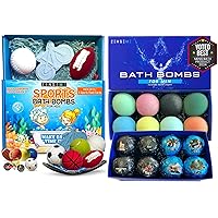Bundle of 14 Bath Bombs for Men and Kids - Bath Bombs with Toys Inside - Gift Set of Scented Organic Bath Bombs of 2.5 oz with Natural Essential Oils, Toys, Flash Cards by Zenseme