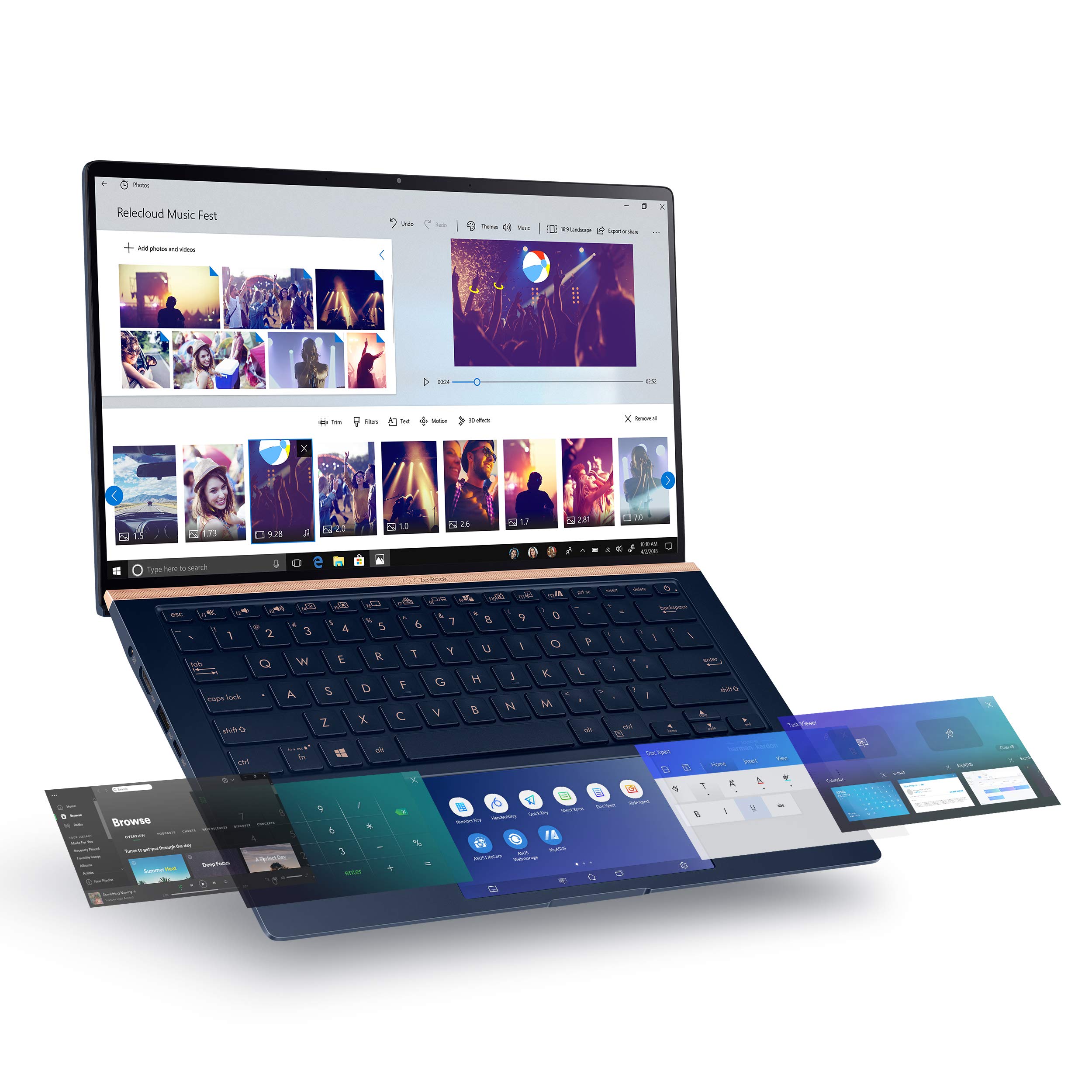 ASUS ZenBook 14 Ultra-Slim Laptop 14” Full HD NanoEdge Bezel, Intel Core i7-8565U, 16GB RAM, 512GB PCIe SSD, GeForce MX250, Innovative ScreenPad 2.0, Windows 10 Pro, UX434FL-DB77, Royal Blue