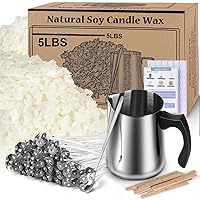 Soy Wax Candle Making Kit Supplies, Natural Candle Wax For Candle Making, DIY Art&Crafts Kit for Adults,Beginner,Kids, Including 5lbs Soy Wax Flakes, 100 Candle Wick, 10 Centering Devices, Melting Pot